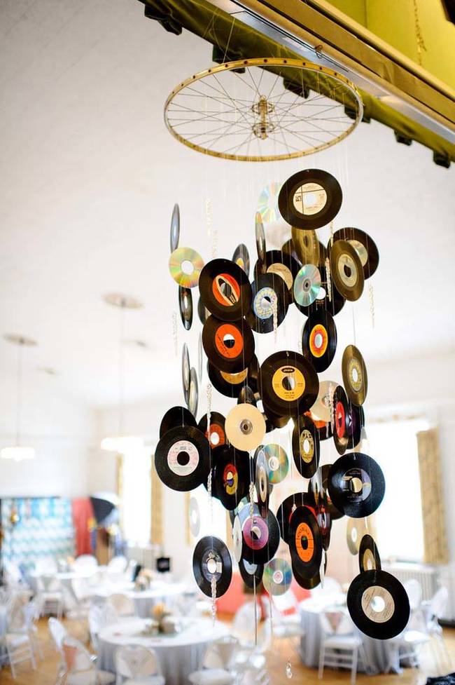 Vinyl record chandelier/ Mobile