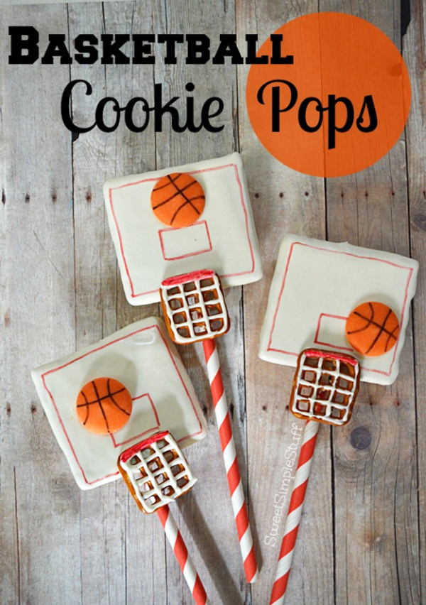 Fun basketball cookie pops by sweetsimplestuff! - See More March Madness Basketball Snacks On B. Lovely Events