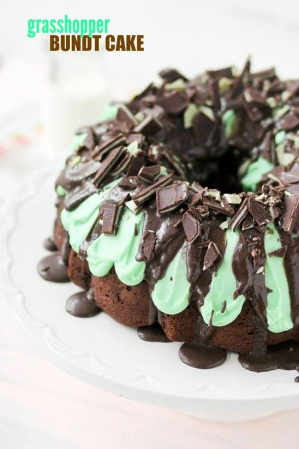 Grasshopper Bundt Cake For St. Patricks Day