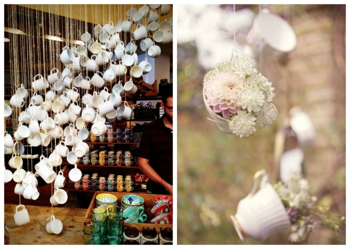 Hanging Teacup Decorations- Love this idea for Summer party decor! - B. Lovely Events