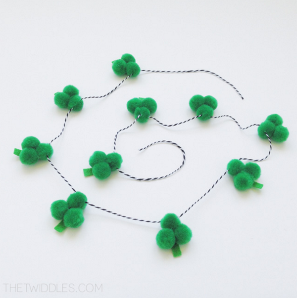 Love this DIY PomPom Shamrock garland! -See More Shamrock Banners & Garlands On The Blog! B. Lovely Events