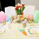 Lovely Kids Table Easter Table WIth Bunnies, Pastels & Gold- See more at B. Lovely Events