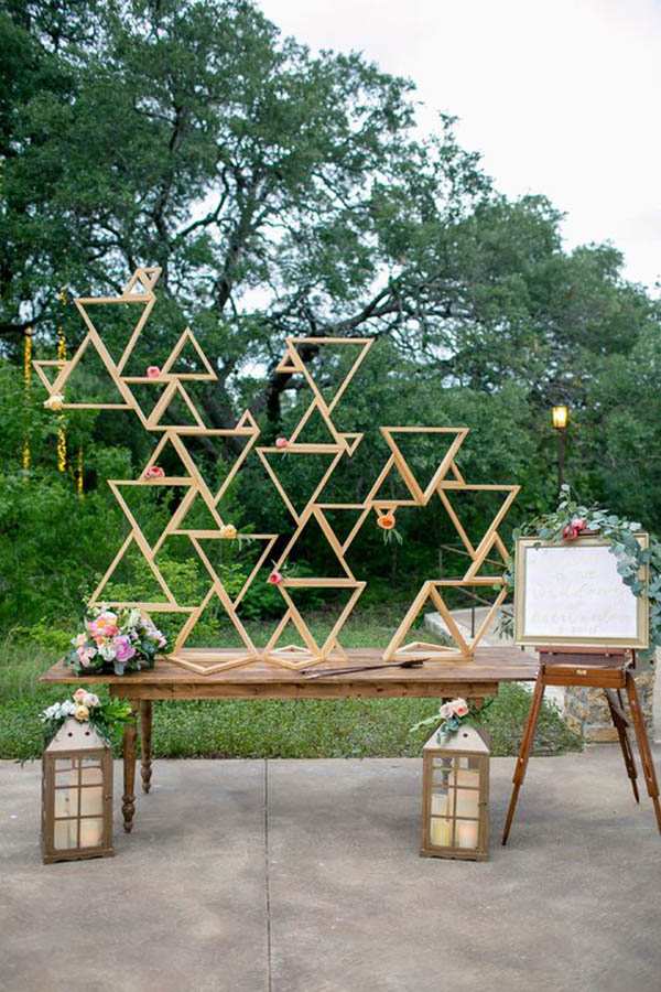 Awesome geometric Backdrop- See more amazing party trends for 2016 at B. Lovely Events!