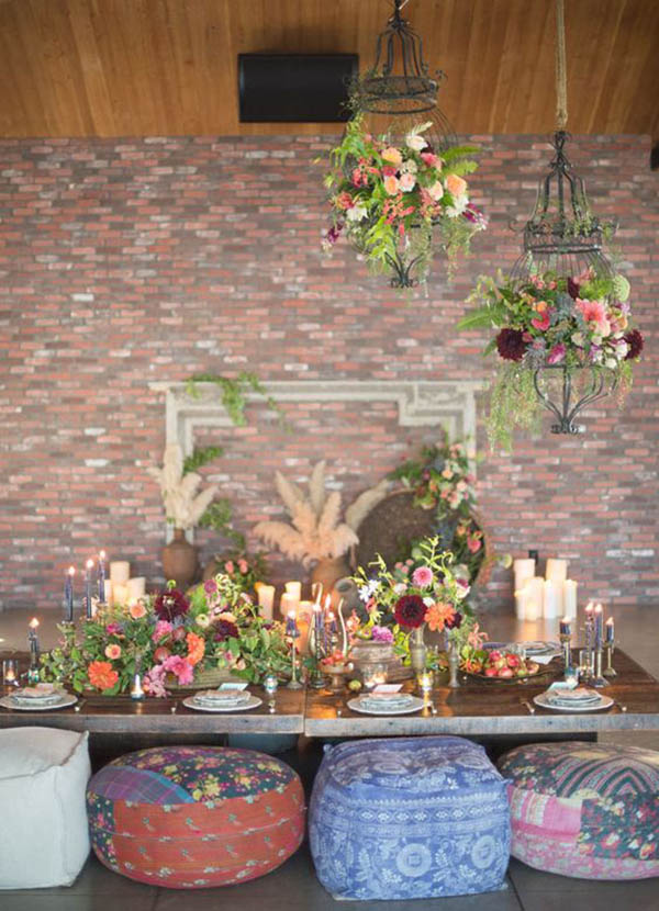 Bohemian Tablescape - See more amazing party trends for 2016 at B. Lovely Events!