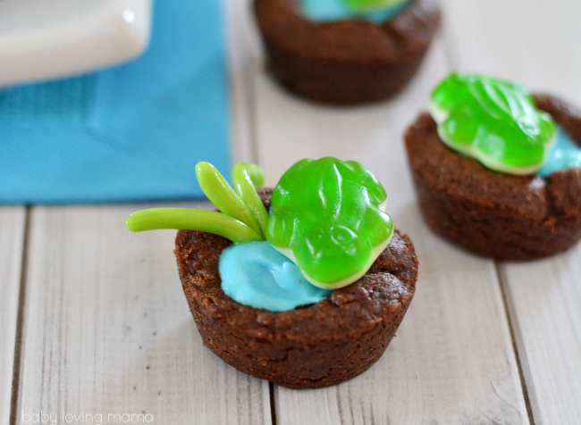 Browine Frog Pond Cookie cups for Earth Day-See More Earth Day Desserts Ideas At B. Lovely Events