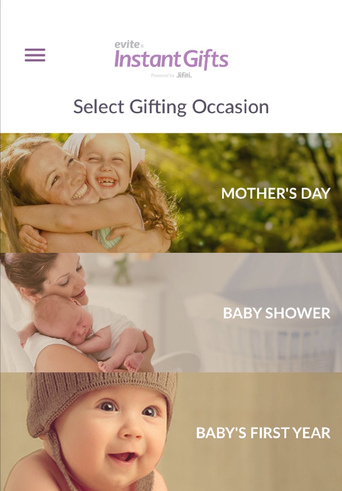 Evite Instant Gifts App- Perfect for Mothers day