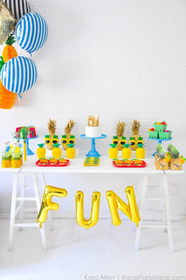 Fun and colorful pineapple party! - See more amazing party trends for 2016 at B. Lovely Events!
