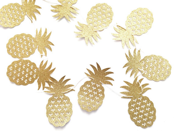 Gold Glitter Pineapple Banner!- - See More Lovely Pineapple Party Ideas At B. Lovely Events!