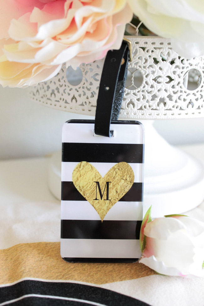 Lovely Black and white striped luggage tag for Mother's Day