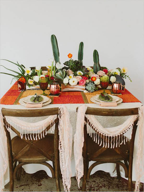 Lovely Cactus Dinner table - See more amazing party trends for 2016 at B. Lovely Events!