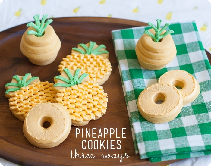 Pineapple cookies 3 ways - See More Lovely Pineapple Party Ideas At B. Lovely Events!