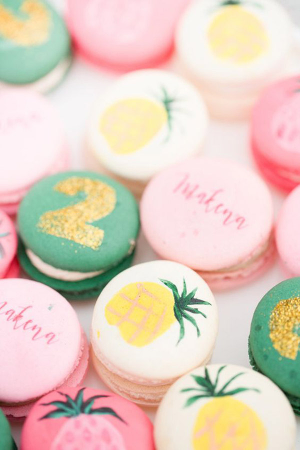 Pineapple Macaroons that are so cute - See More Lovely Pineapple Party Ideas At B. Lovely Events!