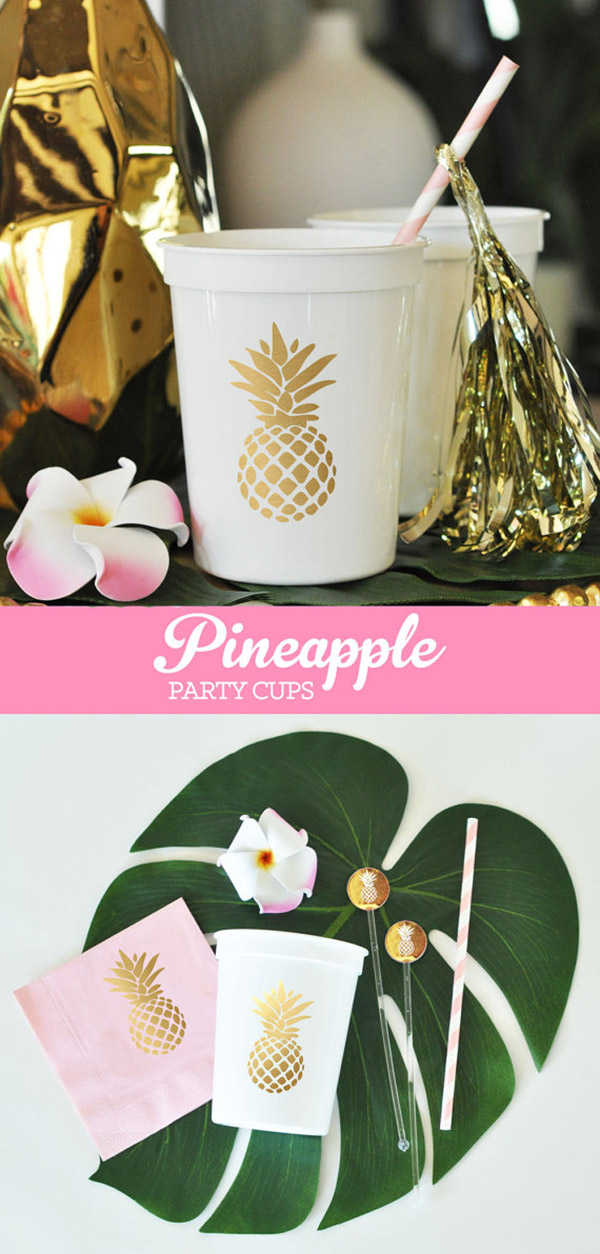 Pineapple Party Cups! - See More Lovely Pineapple Party Ideas At B. Lovely Events!