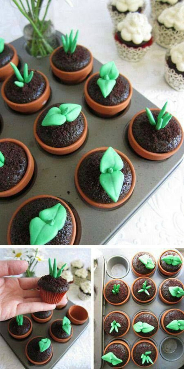 Potted Plant Cupcakes For Earth Day! -See More Earth Day Desserts Ideas At B. Lovely Events