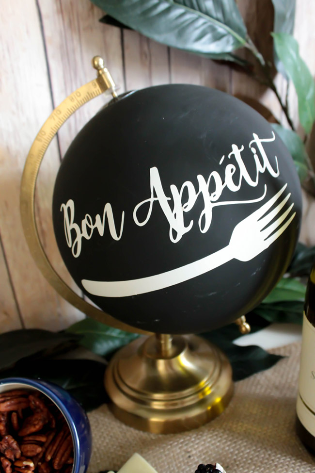 Bon Appetit Chalkboard Globe For Wine Night- B. Lovely Events