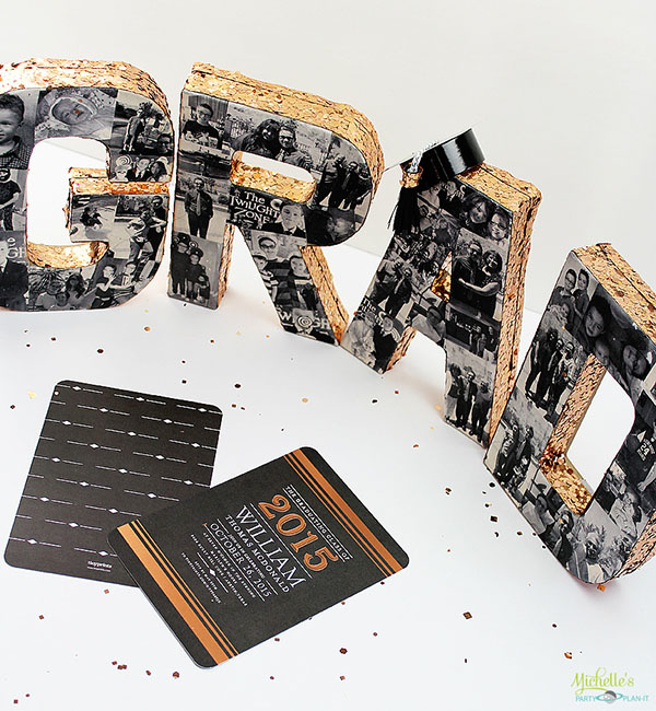 Gold Sequin graduation-party-photo-centerpiece- See More Gold Graduation Ideas on B. Lovely Events