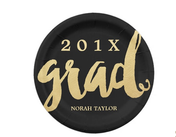 Gold and black Graduation plates - See More Gold Graduation Ideas on B. Lovely Events