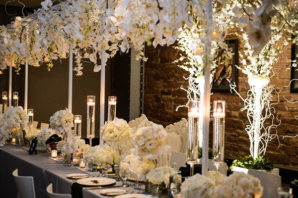 Lovely White Orchid Wedding Head Table- B. Lovely Events