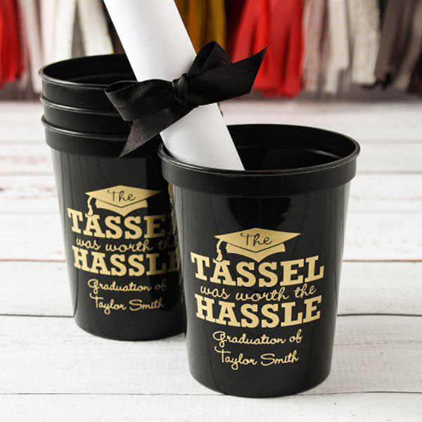Gold Tassel Worth the hassle graduation cups - See More Gold Graduation Ideas on B. Lovely Events