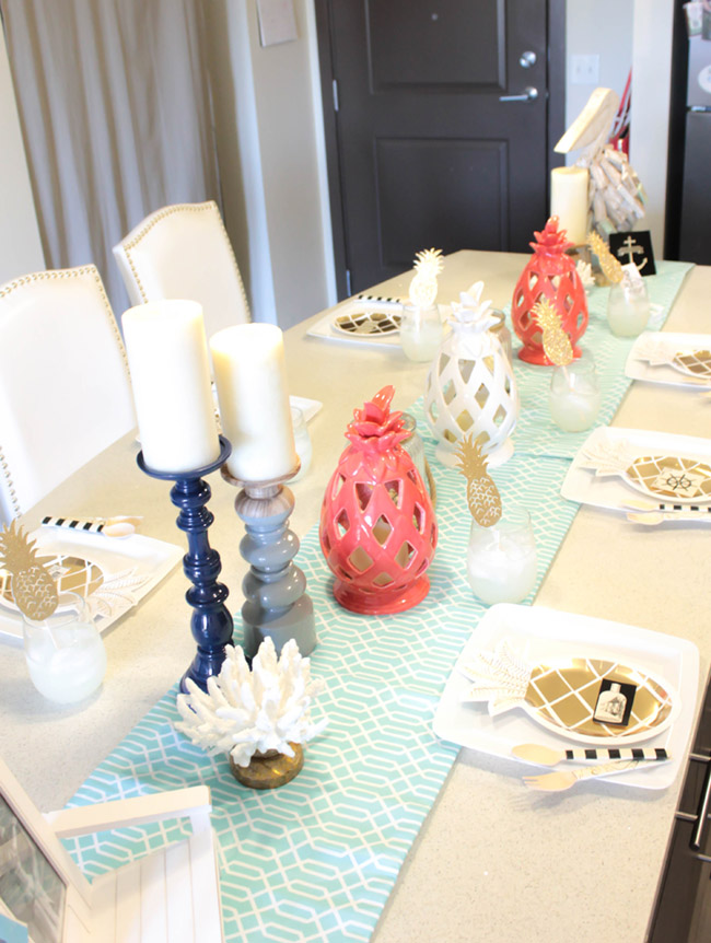 Father's Day Nautical Pineapple Tablescape - See how adorable this table is on B. Lovely Events!