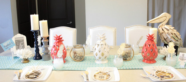 Father's Day Nautical Pineapple Tablescape - See how adorable this table is on B. Lovely Events!