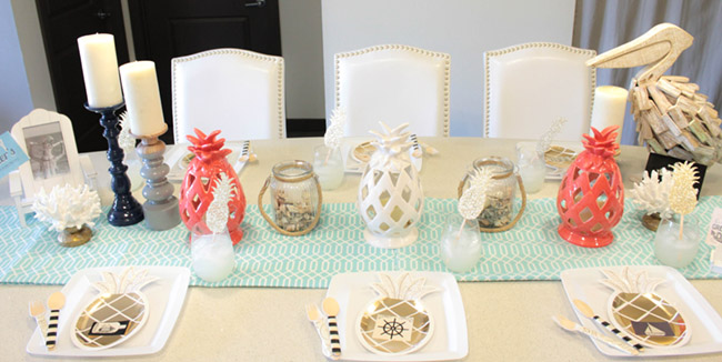 Father's Day Nautical Pineapple Tablescape - See how adorable this table is on B. Lovely Events!