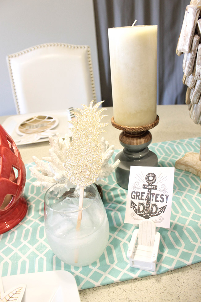 Father's Day Nautical Pineapple Tablescape - See how adorable this table is on B. Lovely Events!