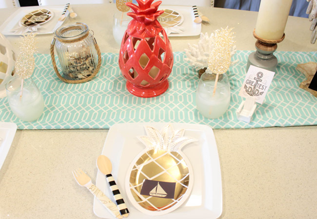 Father's Day Nautical Pineapple Tablescape - See how adorable this table is on B. Lovely Events!