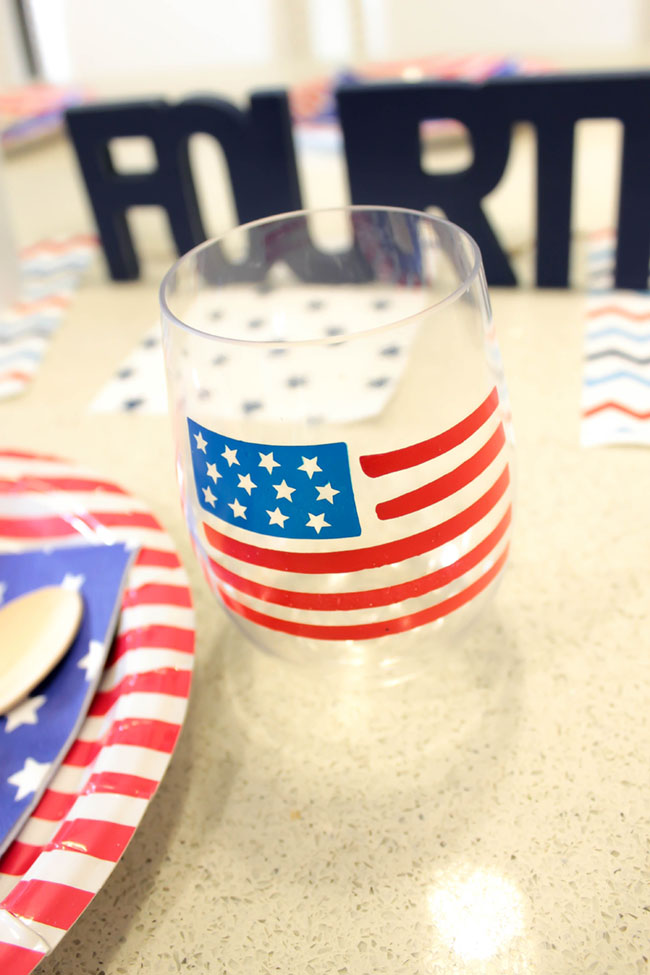 Fun Flag Wine Glass For 4th of July-B. Lovely Events