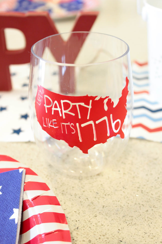 Party Like Its 1776 Wine Glass For 4th of July- B. Lovely Events