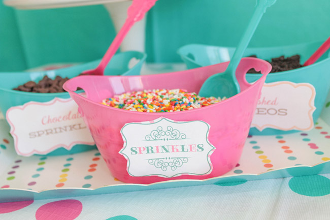 Polka Dotted Ice Cream Party Toppings- Love This For Summer! - See more ice cream party ideas on B. Lovely Events