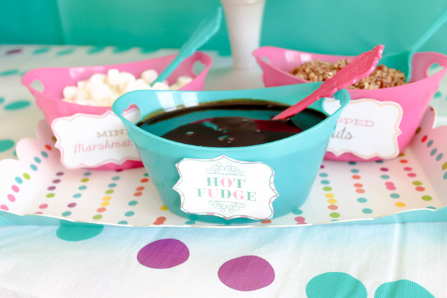 Polka Dotted Icea Cream Party Toppings- See more ice cream party ideas on B. Lovely Events