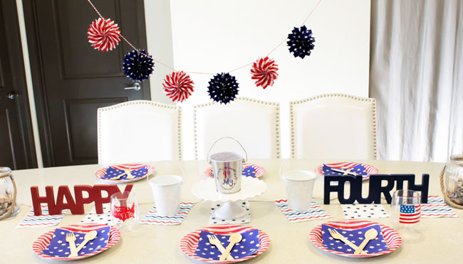 Stars and stripes, red, white and blue tablescape for 4th of July-B. Lovely Events