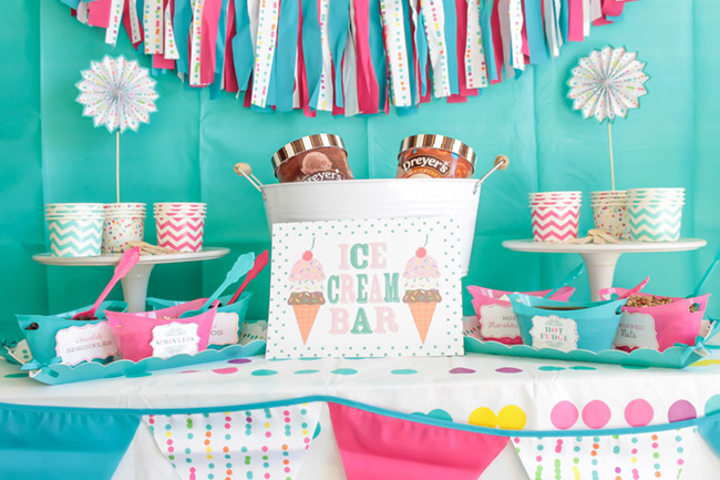 Summer Fun Ice Cream Party Full Of Colors & Polka Dots - See more ice cream party ideas on B. Lovely Events
