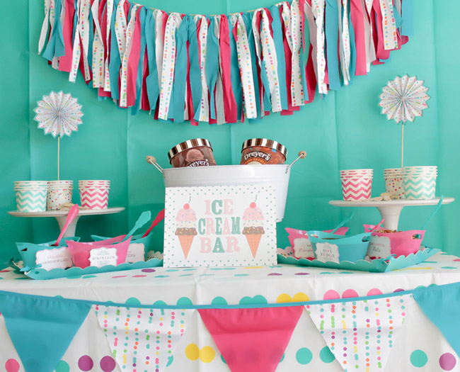 Summer Fun Ice Cream Party Full Of Colors & Polka Dots - See more ice cream party ideas on B. Lovely Events