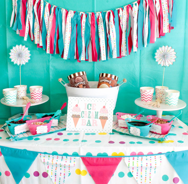 Summer Fun Ice Cream Party Full Of Colors & Polka Dots -Ice Cream Party Sign For A Fun Summer Ice Cream Party!- See more ice cream party ideas on B. Lovely Events