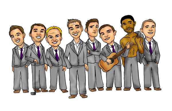 Wedding giveaway groomsmen caricature