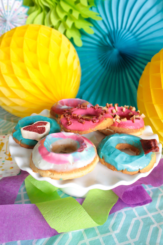 Colorful dog party doggie donuts- Get the recipe from B. Lovely Events