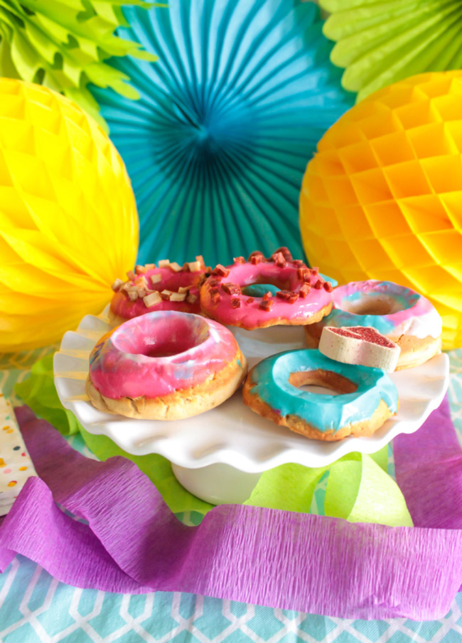 Colorful doggie donuts- Get the recipe and how to from B. Lovely Events