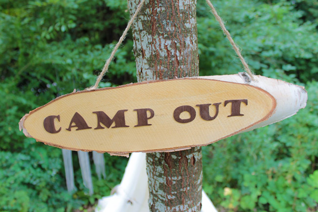 Kid Campout DIY Wood Sign- See More Lovely Kid's Camp Out Ideas on B . Lovely Events