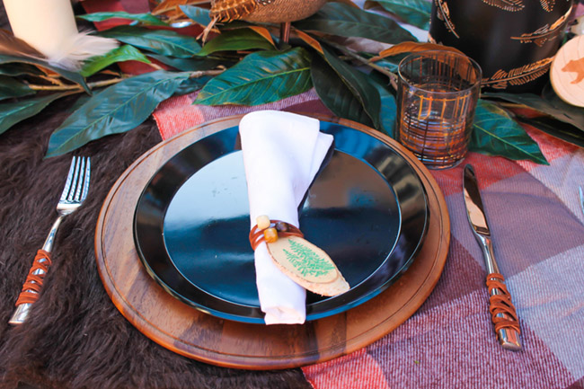 Rustic Natural Place Setting For An Alfresco Tablescape- See More Woodsy Tablescape Details On B. Lovely Events
