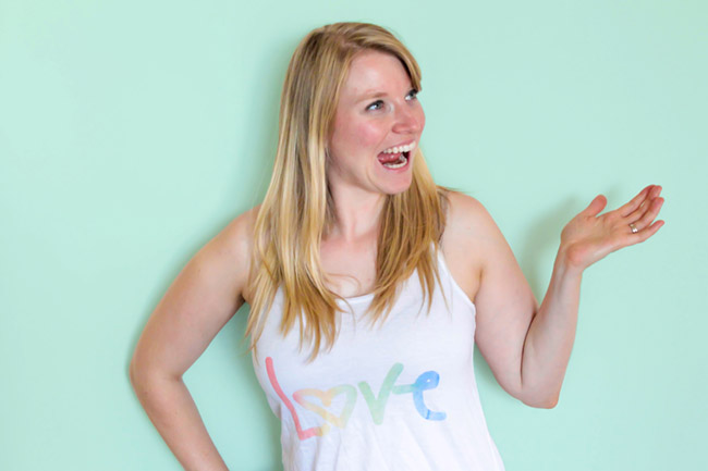 Watercolor Love Shirt- See more adorable school supplies on B. Lovely Events