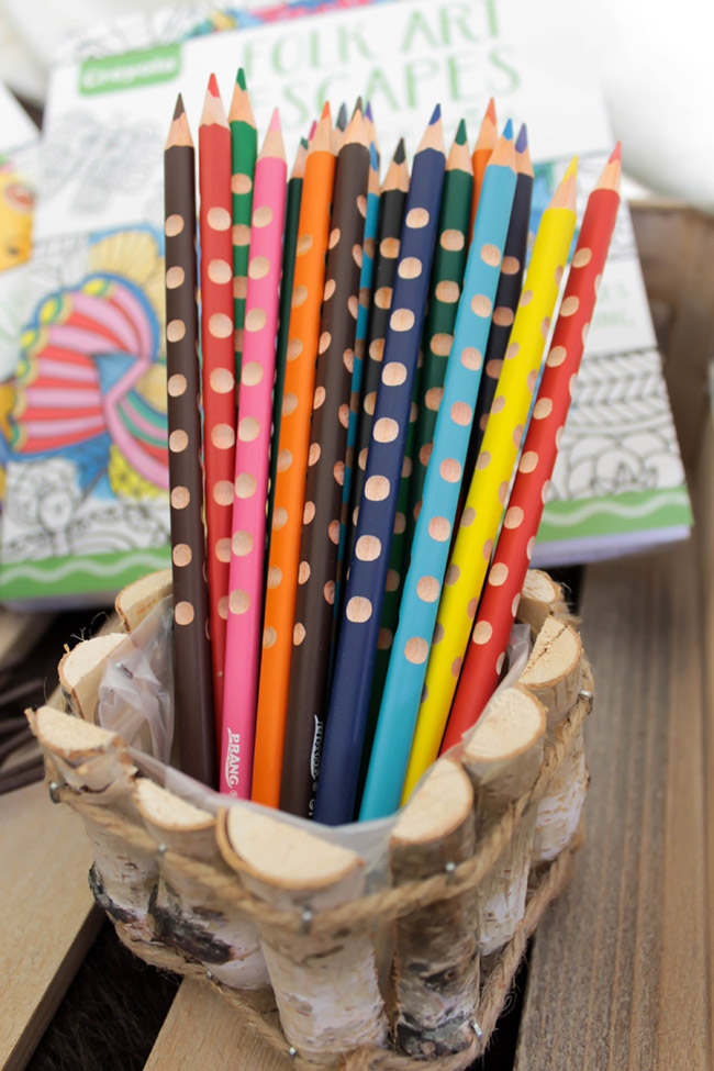 Wood Groove Colored Pencils - See More Lovely Kid's Camp Out Ideas on B. Lovely Events