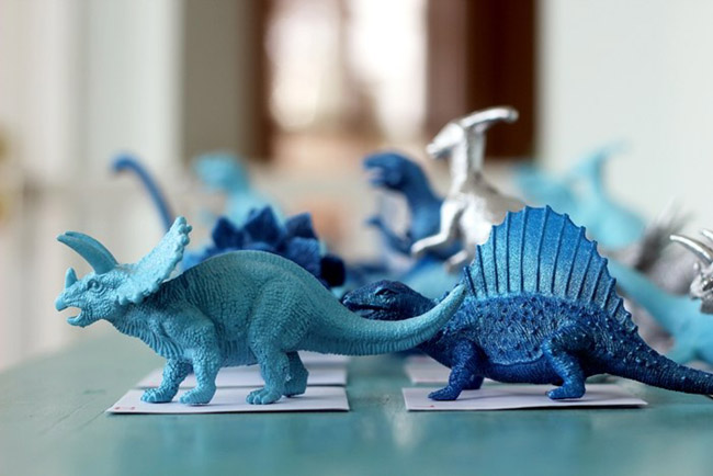 Cute Blue Painted Dinosaurs!
