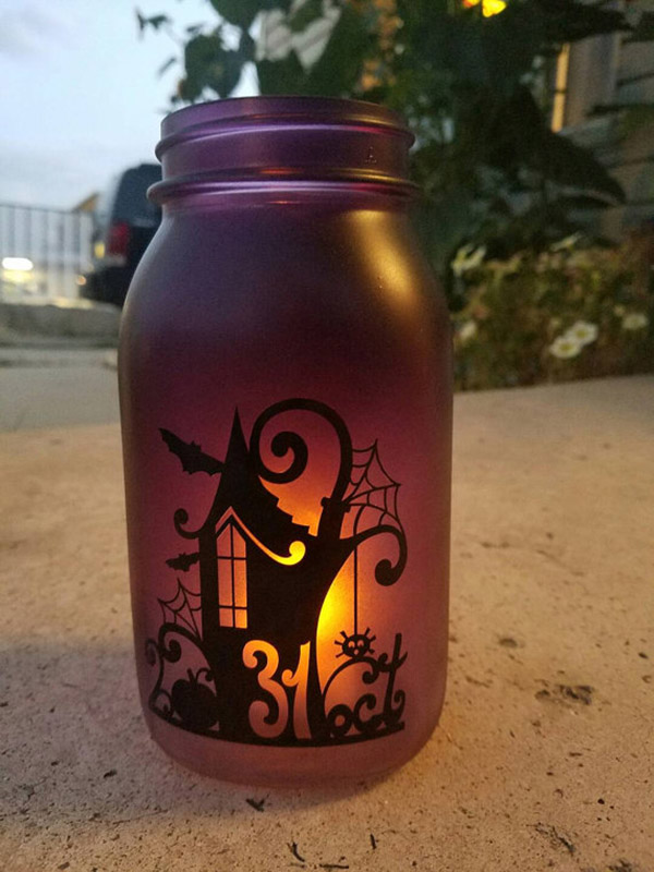 Silhouette Halloween mason jar