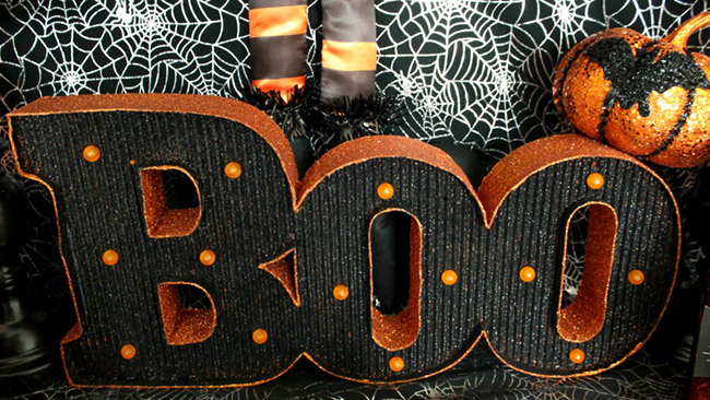 Spooktacular Halloween Party Ideas. Boo Marquee Sign- B. Lovely Events