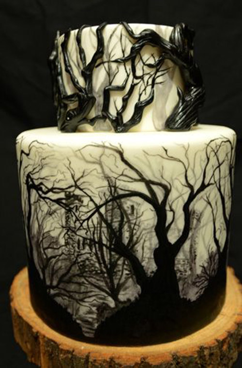 Spooky Silhouette Halloween Cake