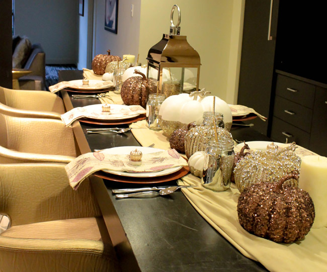 Metallic gold, silver and bronze Thanksgiving Tablescape- B. Lovely Events