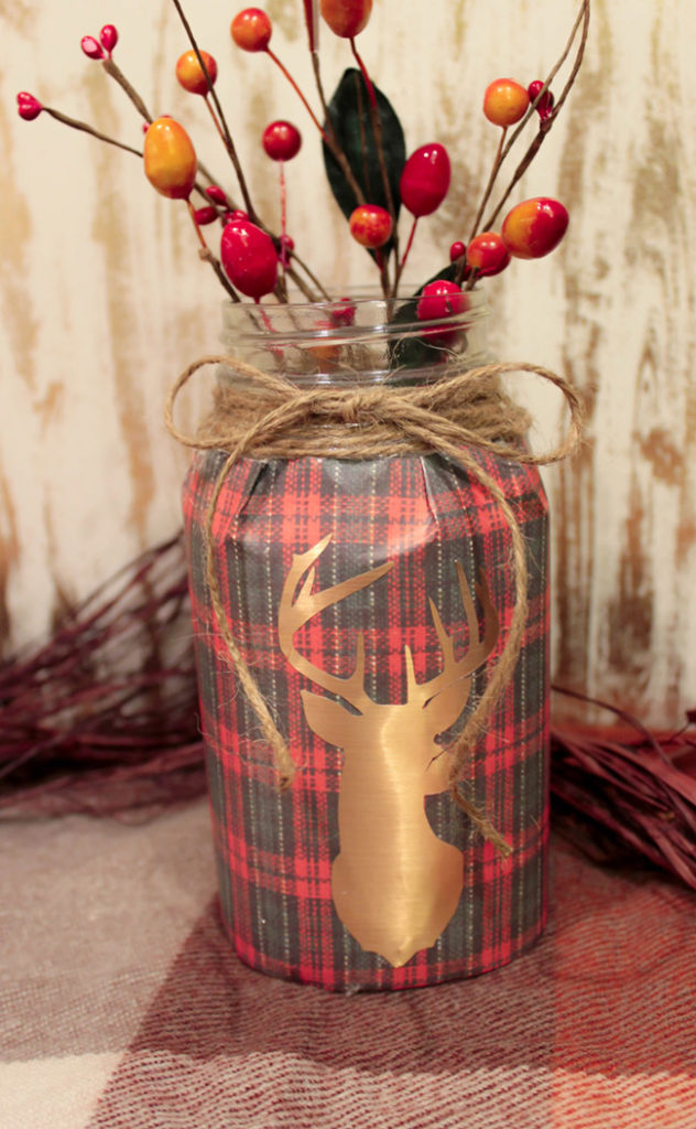 DIY Fall Mason Jars- Love the plaid! Learn How To Make Them on B. Lovely Events!