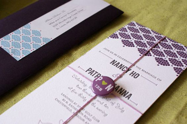 wedding invitations with buttons
